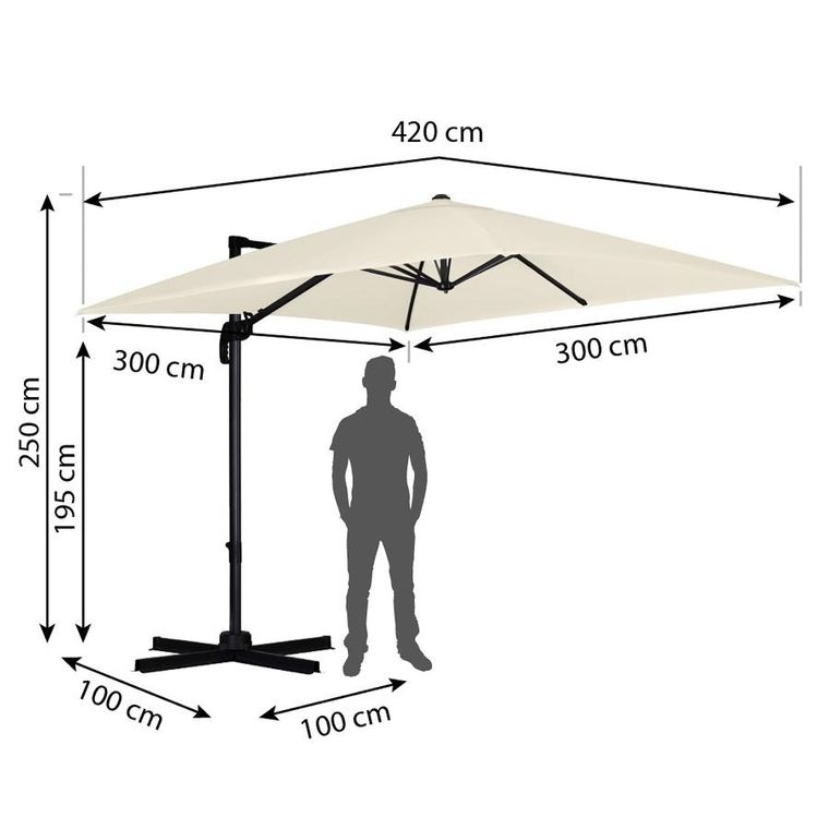 Plonos, parasol ogrodowy z pokrowcem, składany, 8 segmentowy, 420 cm