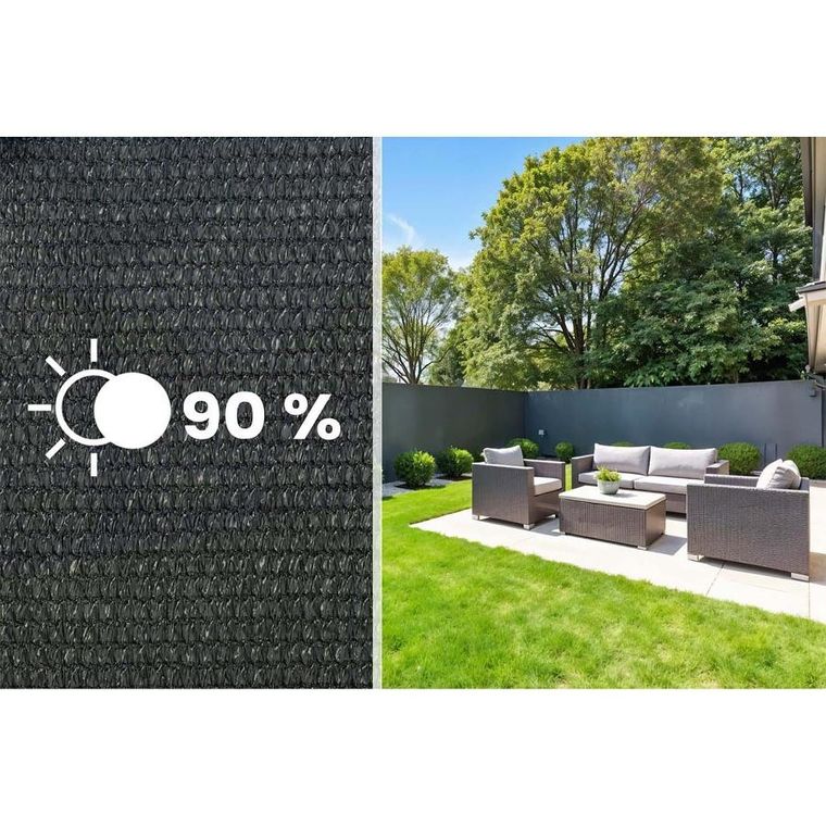 Plonos, siatka cieniująca, 1,2-50m, 140g/m2 + 50 zacisków, szara