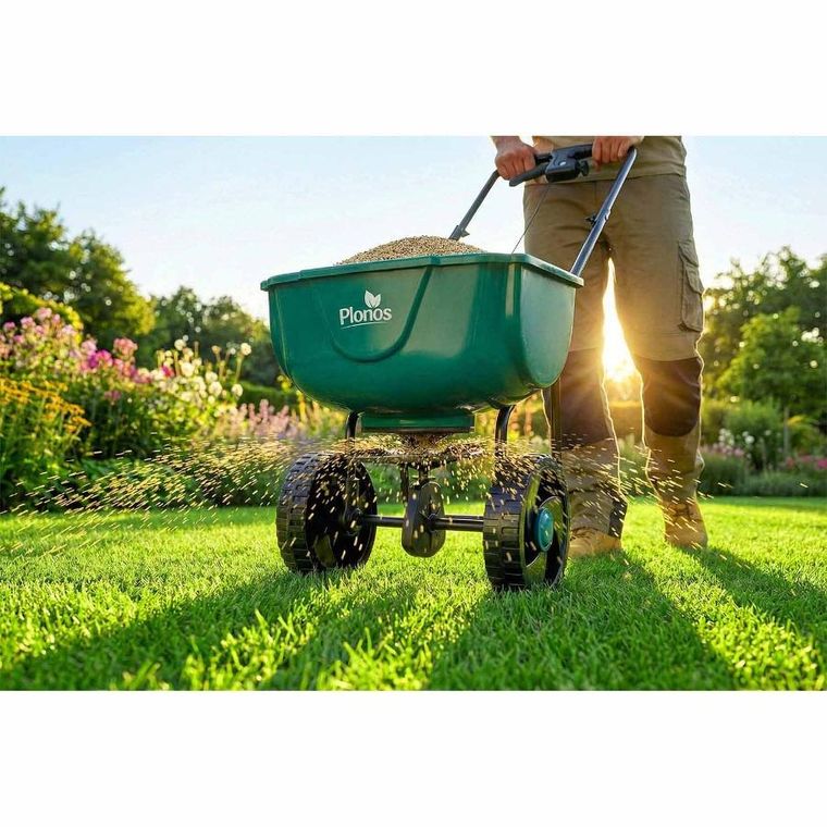 Plonos, siewnik do trawy, nasion, rozsiewacz, nawozu, ręczny, 27l, PL-981