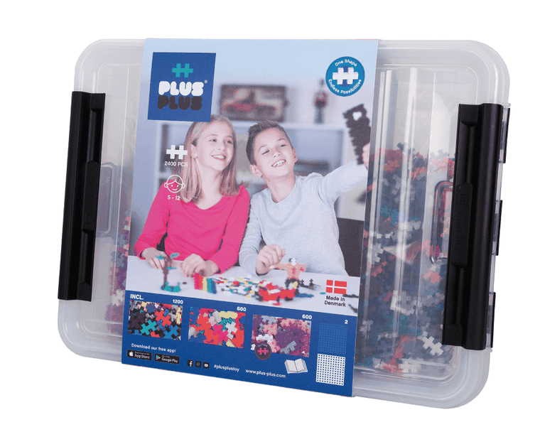 Plus-Plus, Mini Basic, Neon, Brokat, 2 płytki, klocki, 2400 szt.
