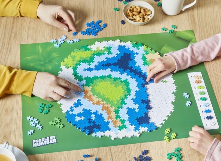 Plus-Plus Mini, Kula ziemska, puzzle po numerach, 800 elementów