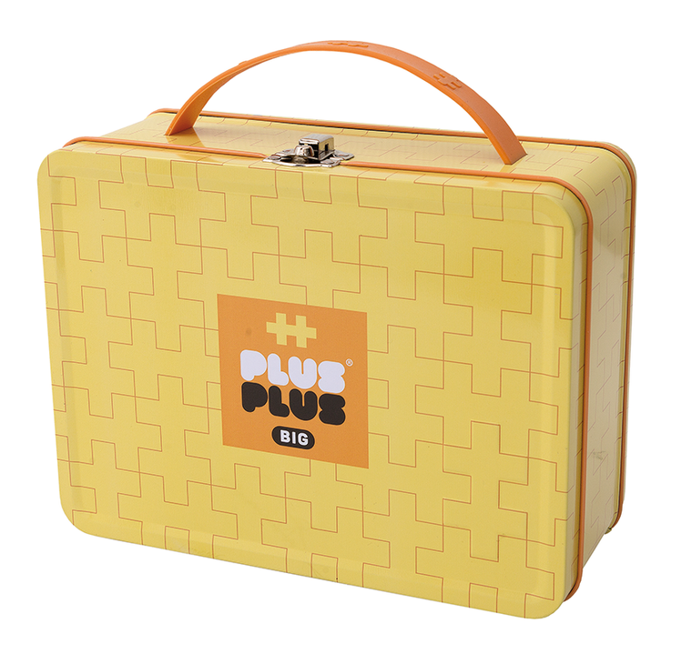 Plus-Plus, Walizeczka Big, metalowa walizeczka, żółta, klocki, 70 elementów