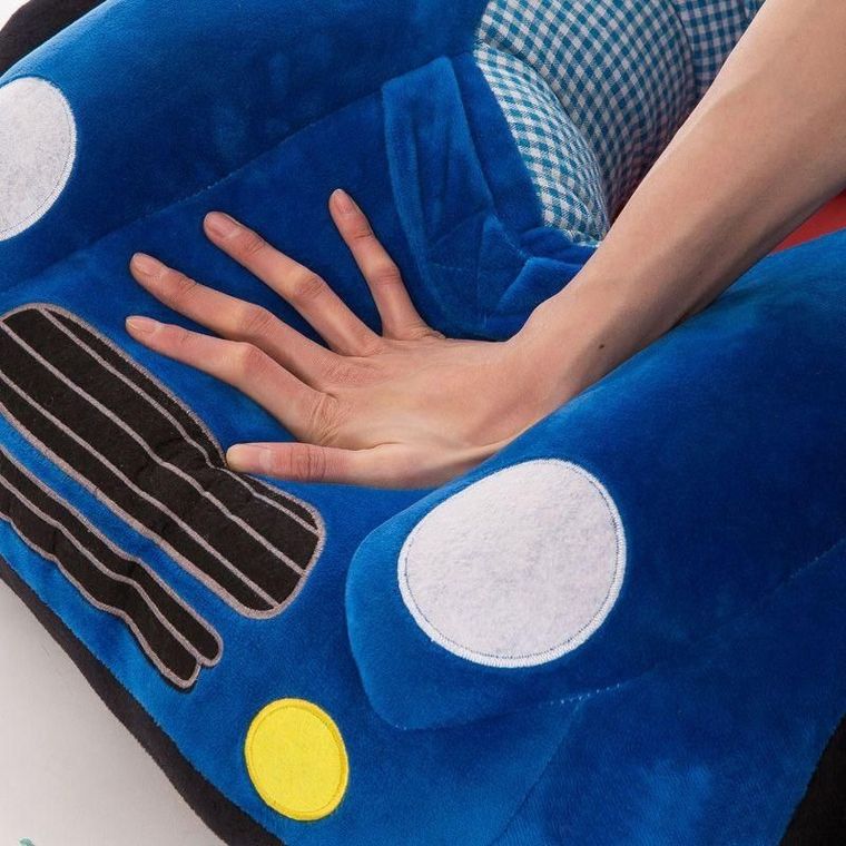 Pluszowe siedzisko, samochód, niebieskie