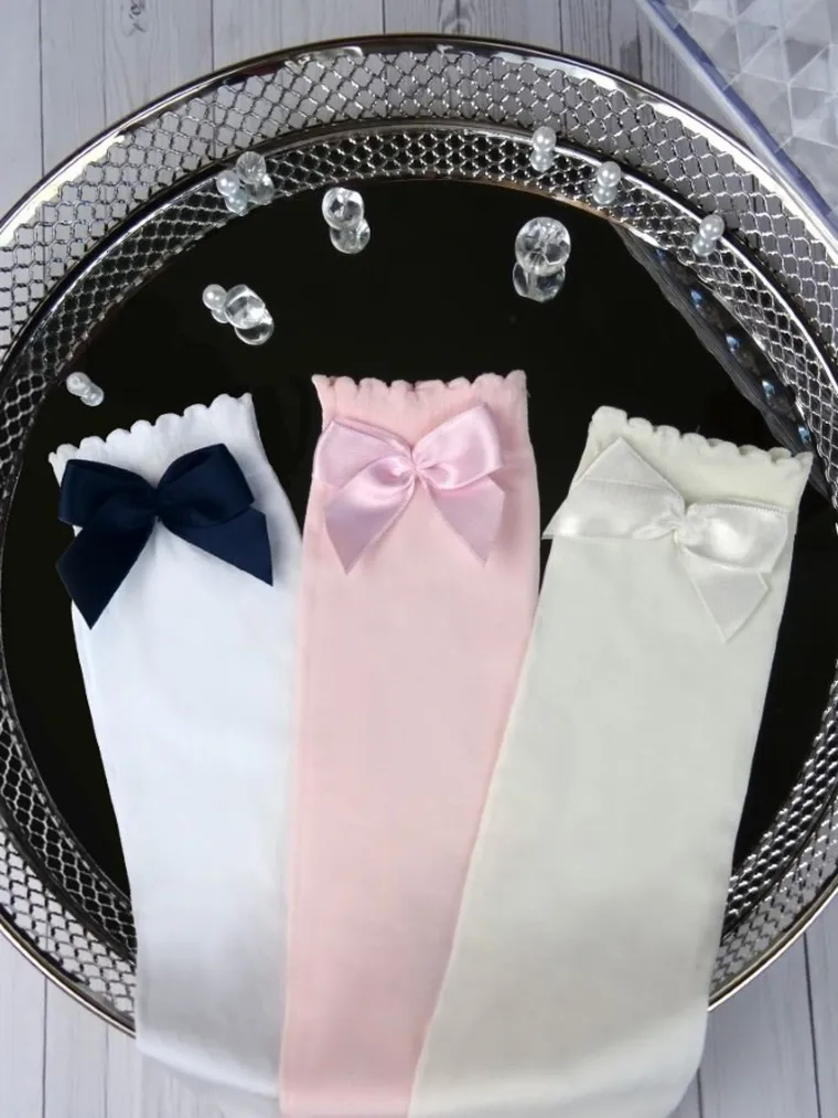 Podkolanówki dziewczęce, cienkie, ecru, Milusie