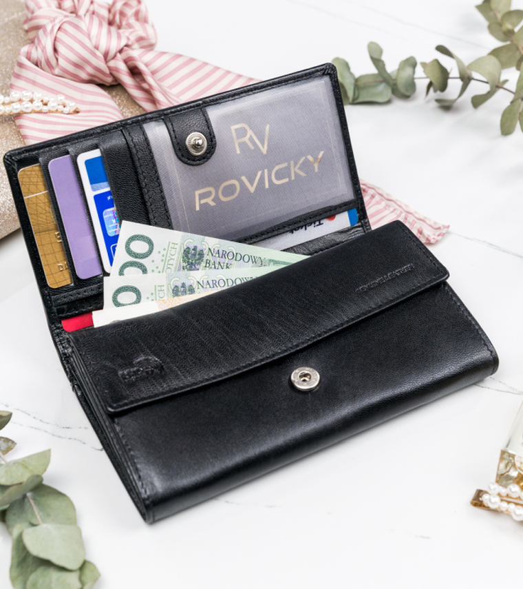 Podłużny portfel damski z bydlęcej skóry naturalnej, Cavaldi