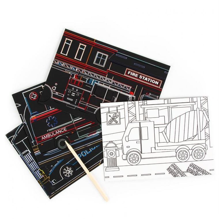 Pojazdy. Wydrapywanka z kolorowanką 2w1