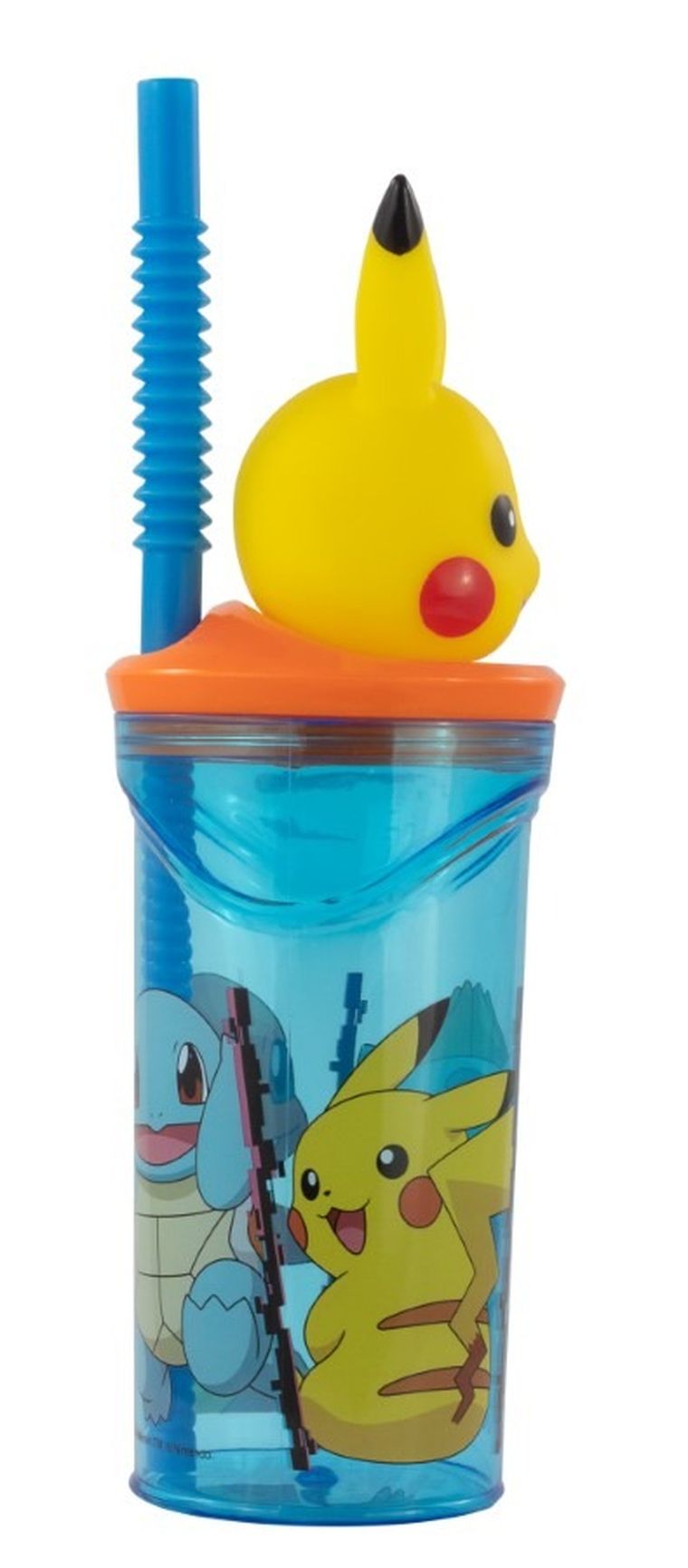 Pokemon, butelka do picia, ze słomką i figurką 3D