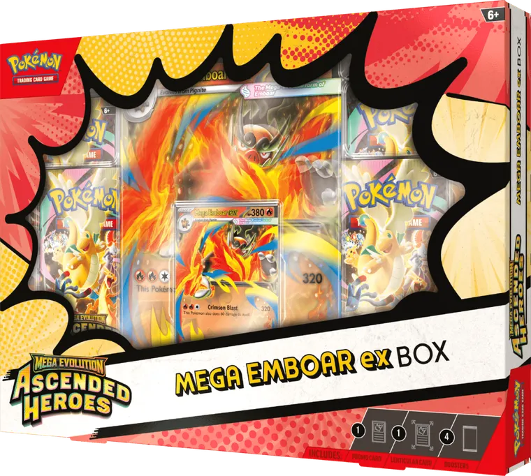 Pokemon TCG: Mega Evolution, Ascended Heroes, Mega Emboar ex Box, gra karciana