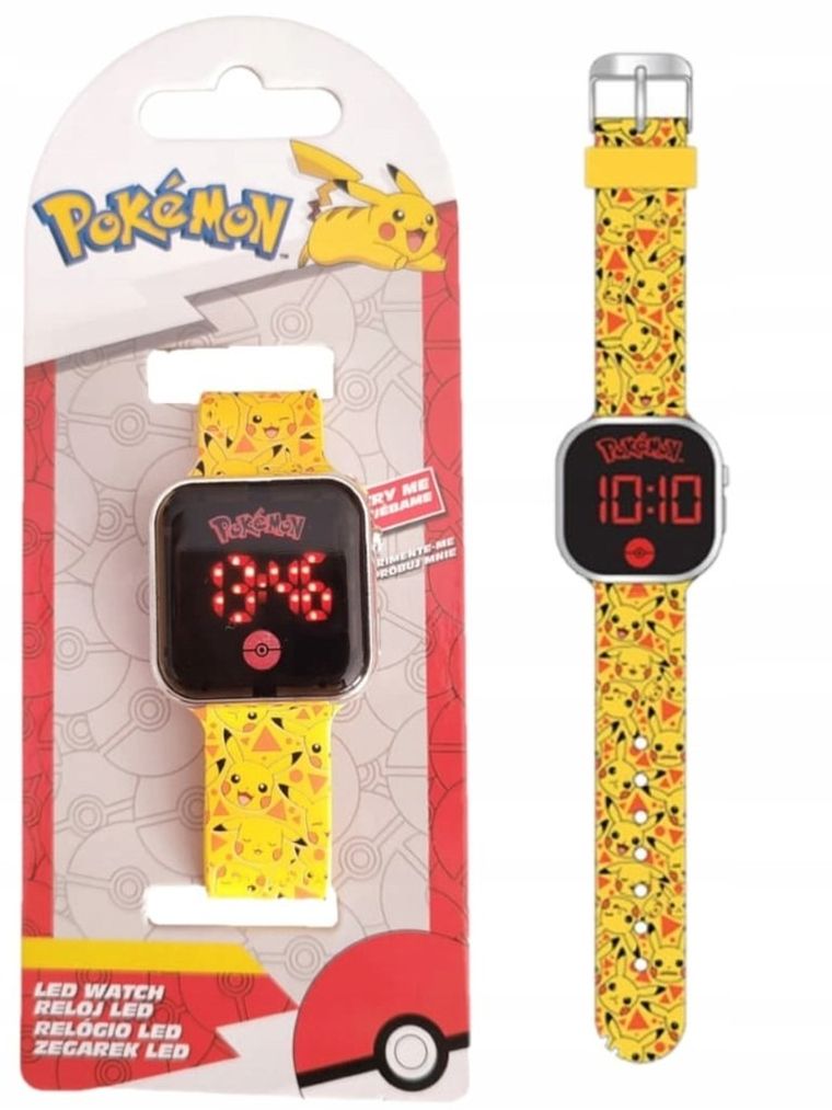 Pokemon, zegarek LED z kalendarzem