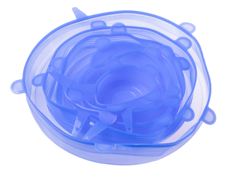 Pokrywki silikonowe do żywności, niebieskie, 6 szt.