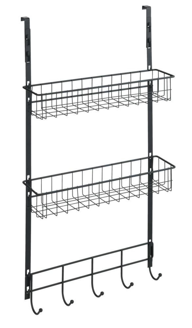 Półka kuchenna na drzwi, z wieszakami, czarna