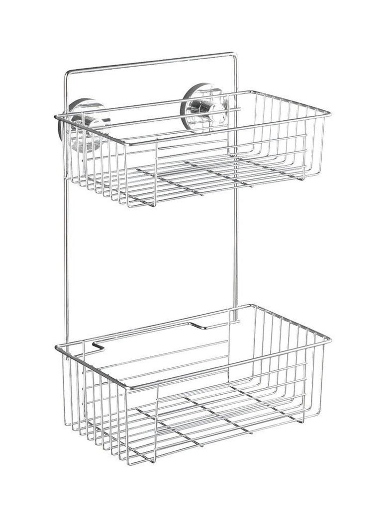 Półka łazienkowa, Bari, pod prysznic, vacuum-loc, 2 poziomy