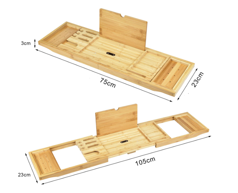 Półka łazienkowa na wannę, bambusowa, składana