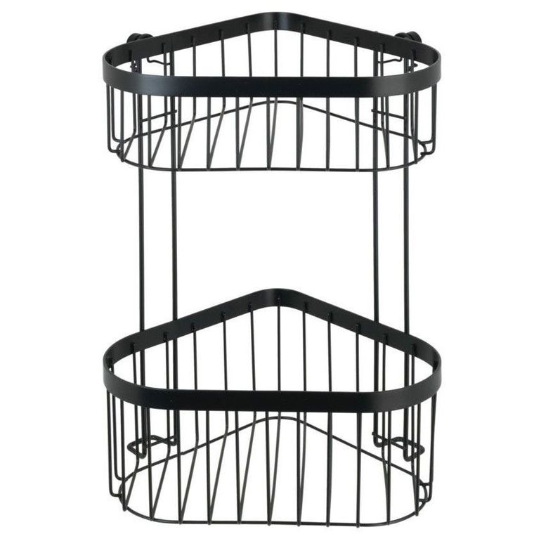 Półka narożna, dwupoziomowa, classic plus, czarny