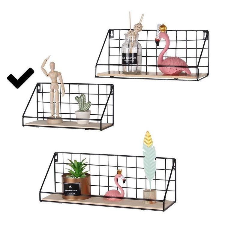 Półka ścienna z drążkiem, styl Loft, czarna, 29,5 cm