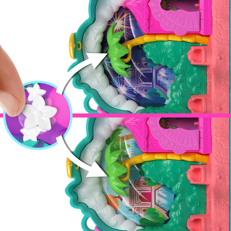 Polly Pocket, Ogród Pawia, kompaktowy zestaw do zabawy z figurkami i akcesoriami