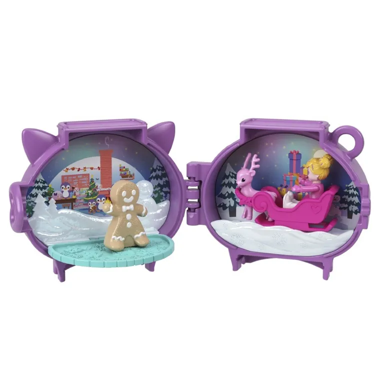 Polly Pocket, Świąteczny zestaw kompaktowy, zestaw z laleczką i akcesoriami
