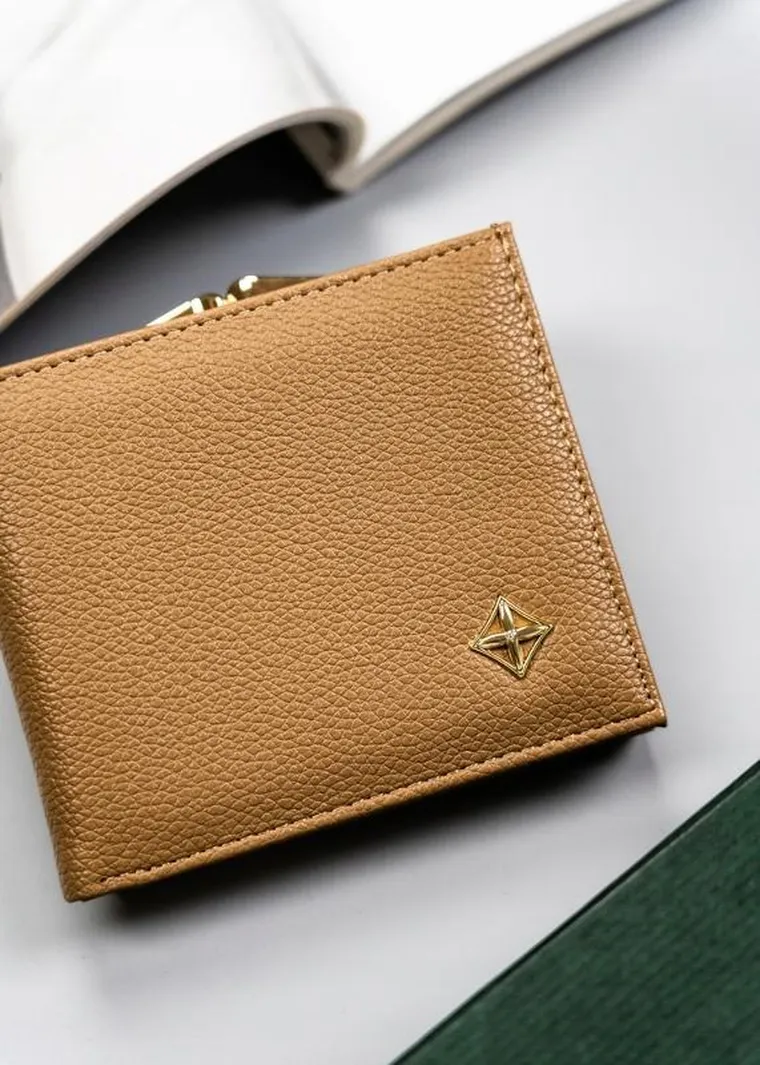 Portfel, beżowy, skóra ekologiczna, Milano Design