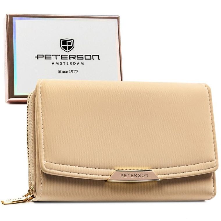 Portfel, beżowy, skóra ekologiczna, Peterson