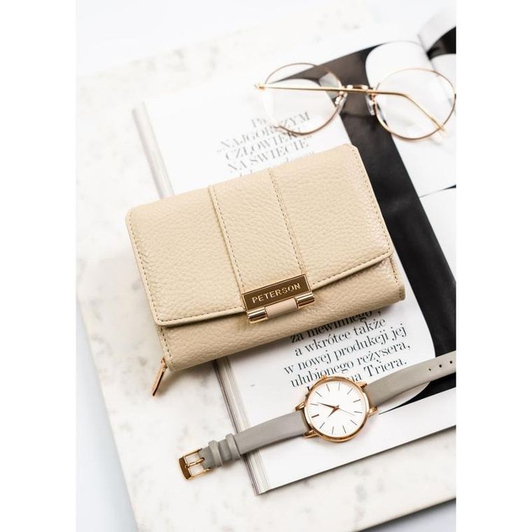 Portfel, beżowy, skóra ekologiczna, Peterson