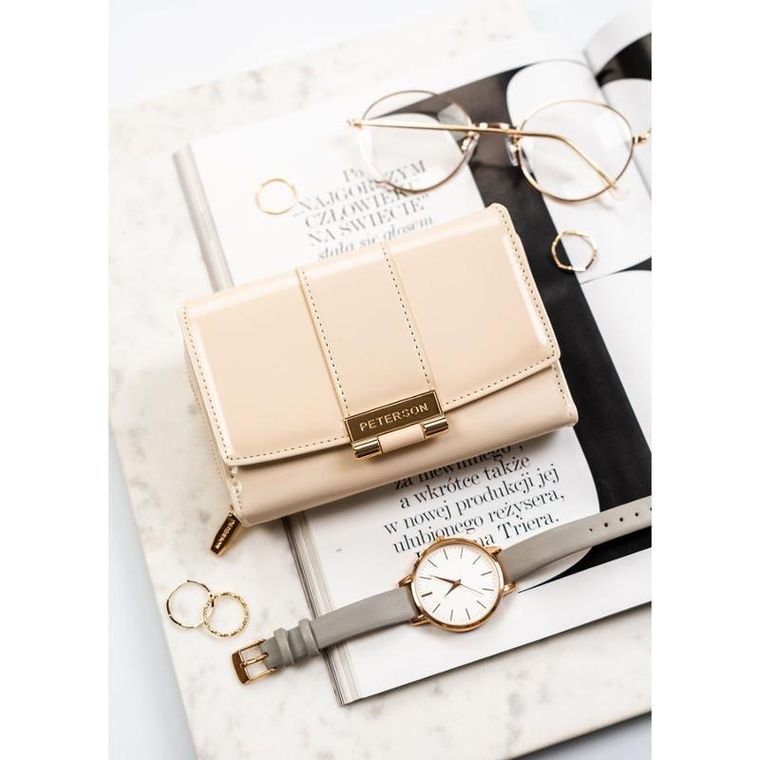 Portfel, beżowy, skóra ekologiczna, Peterson
