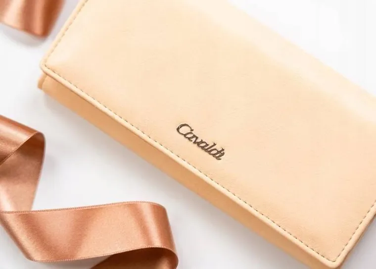 Portfel, beżowy, skóra ekologiczna, RFID, Cavaldi