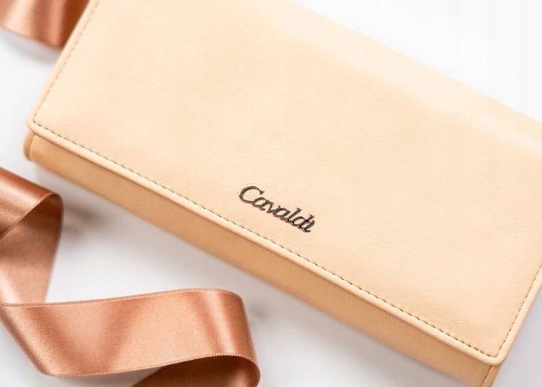 Portfel, beżowy, skóra ekologiczna, RFID, Cavaldi