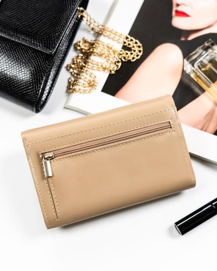 Portfel, beżowy, skórzany, Cavaldi