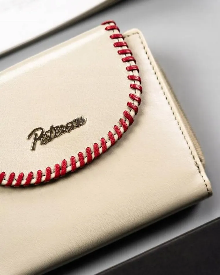 Portfel, beżowy, skórzany, Peterson