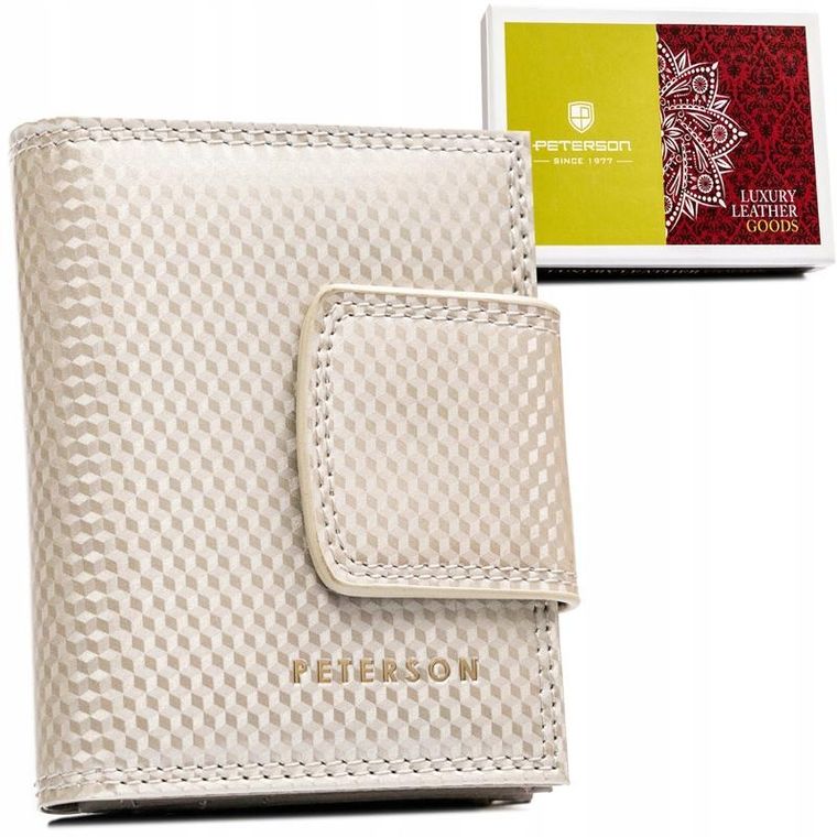Portfel, beżowy, skórzany, Peterson