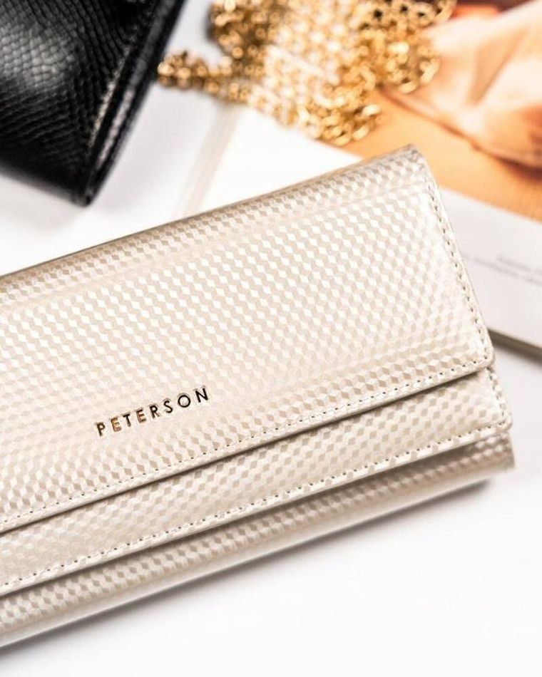 Portfel, beżowy, skórzany, Peterson