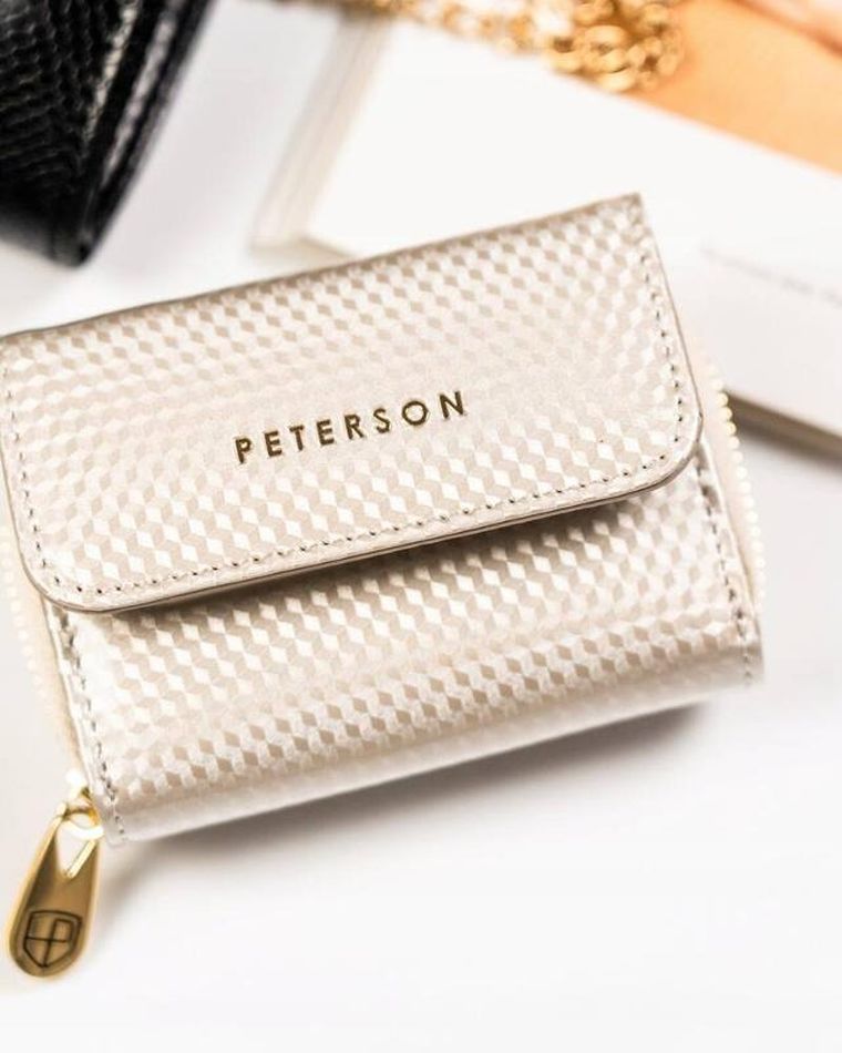 Portfel, beżowy, skórzany, Peterson