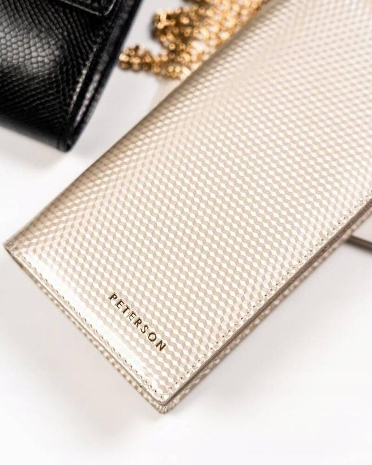 Portfel, beżowy, skórzany, Peterson