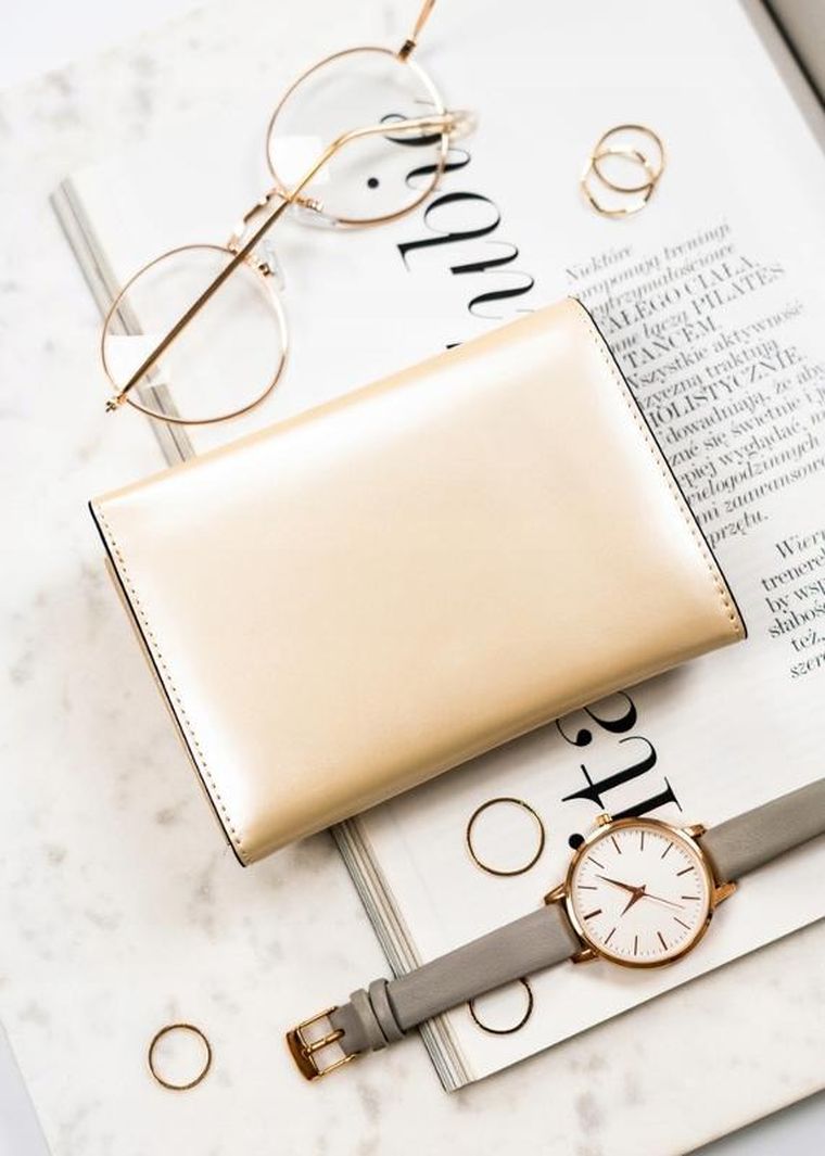 Portfel, beżowy, skórzany, Peterson