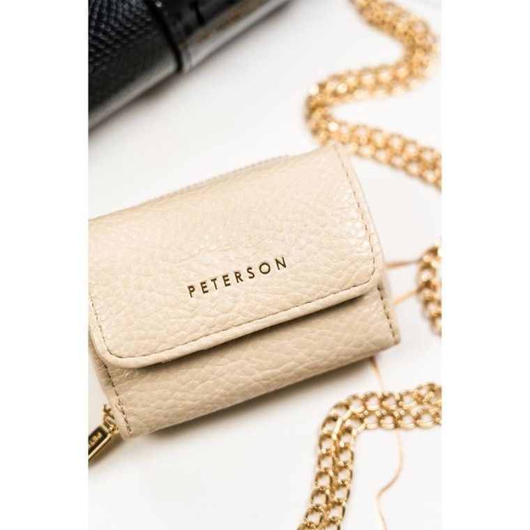 Portfel, beżowy, skórzany, RFID, Peterson