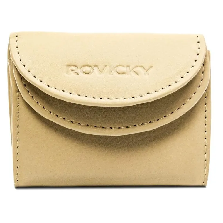 Portfel, beżowy, skórzany, Rovicky
