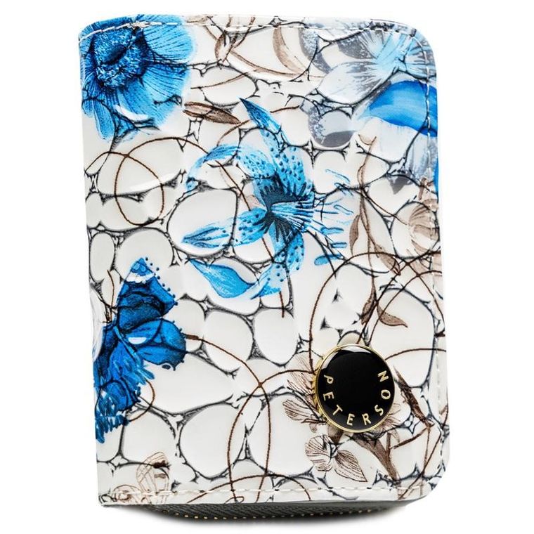 Portfel, biało-niebieski, skórzany, Peterson