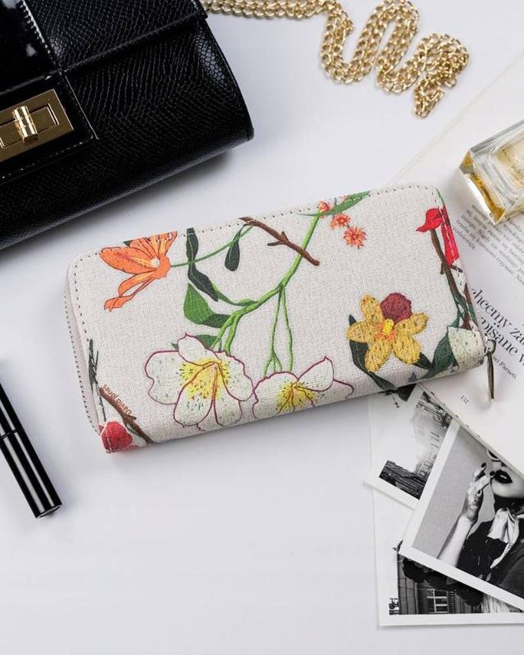 Portfel, biały, skóra ekologiczna, David Jones