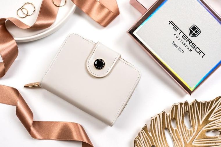 Portfel, biały, skóra ekologiczna, Peterson