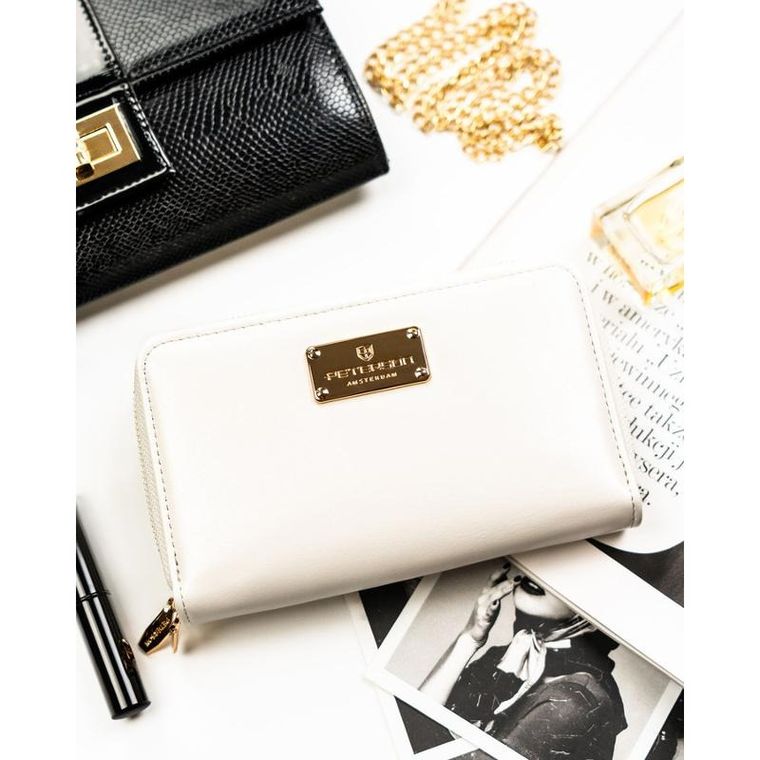 Portfel, biały, skóra ekologiczna, RFID, Peterson
