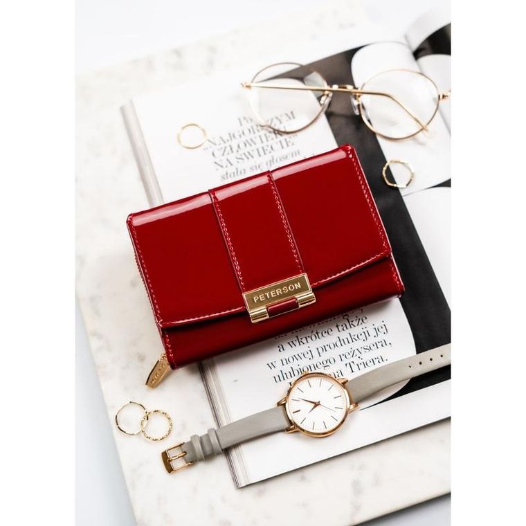 Portfel, bordowy, skóra ekologiczna, Peterson