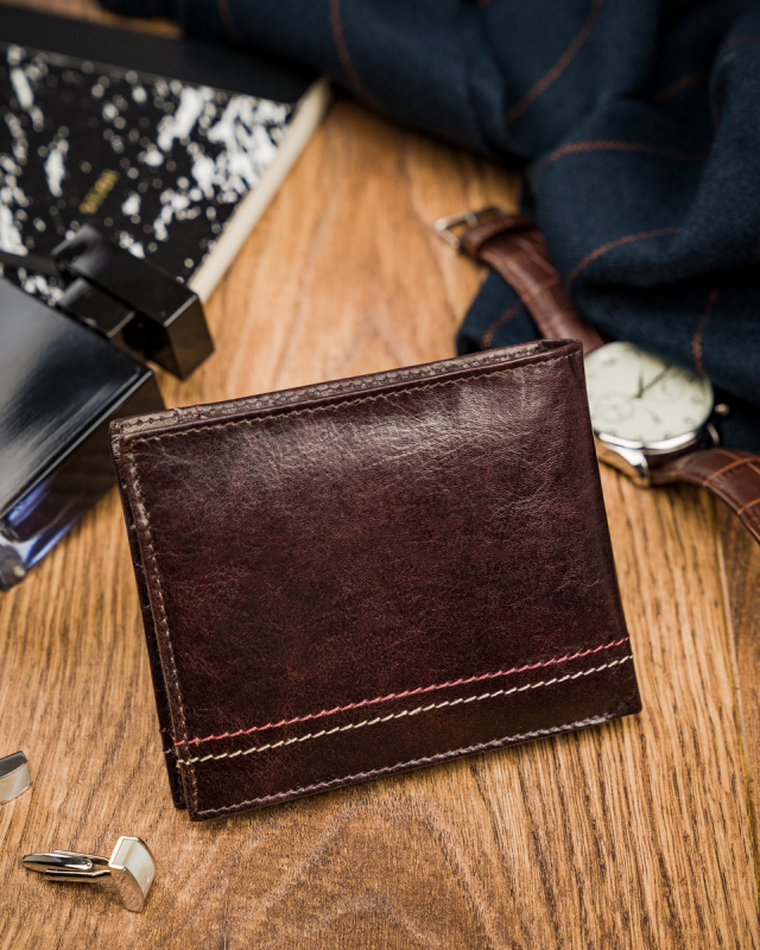 Portfel, brązowy, skórzany, Always Wild