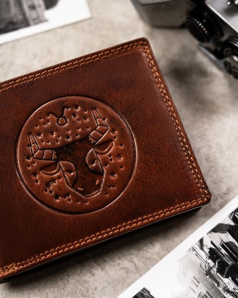 Portfel, brązowy, skórzany, byk, Peterson