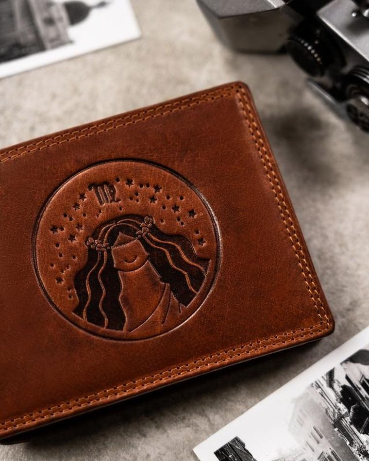 Portfel, brązowy, skórzany, panna, Peterson