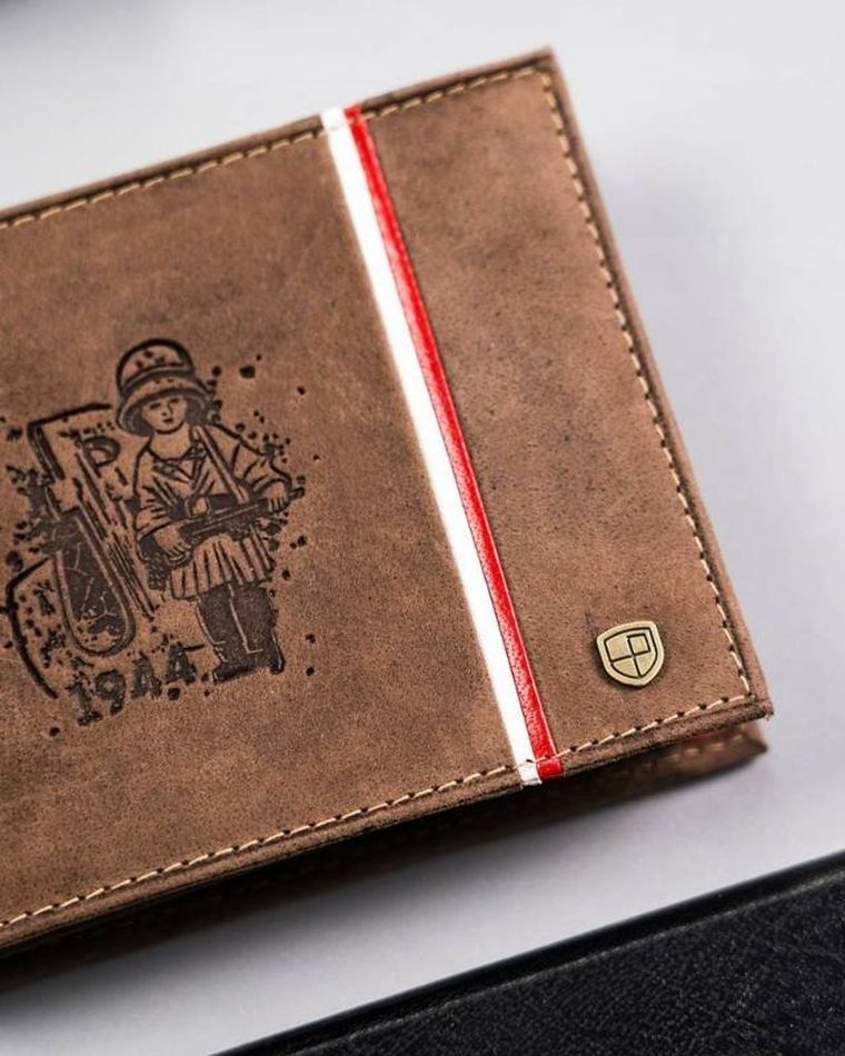 Portfel, brązowy, skórzany, Peterson