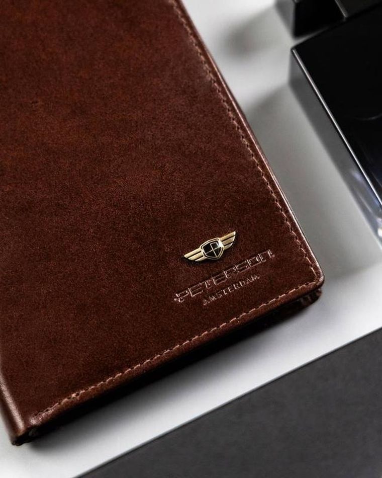 Portfel, brązowy, skórzany, Peterson