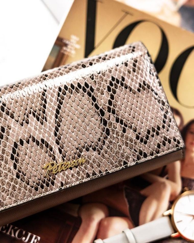 Portfel, brązowy, skórzany, Peterson