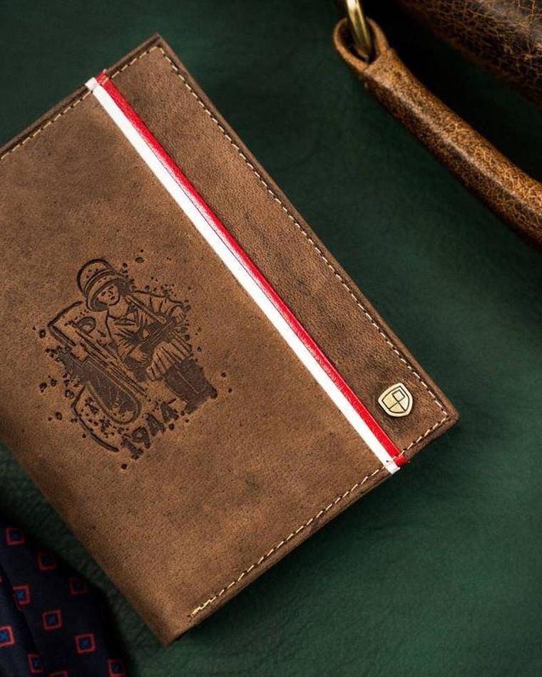 Portfel, brązowy, skórzany, Peterson