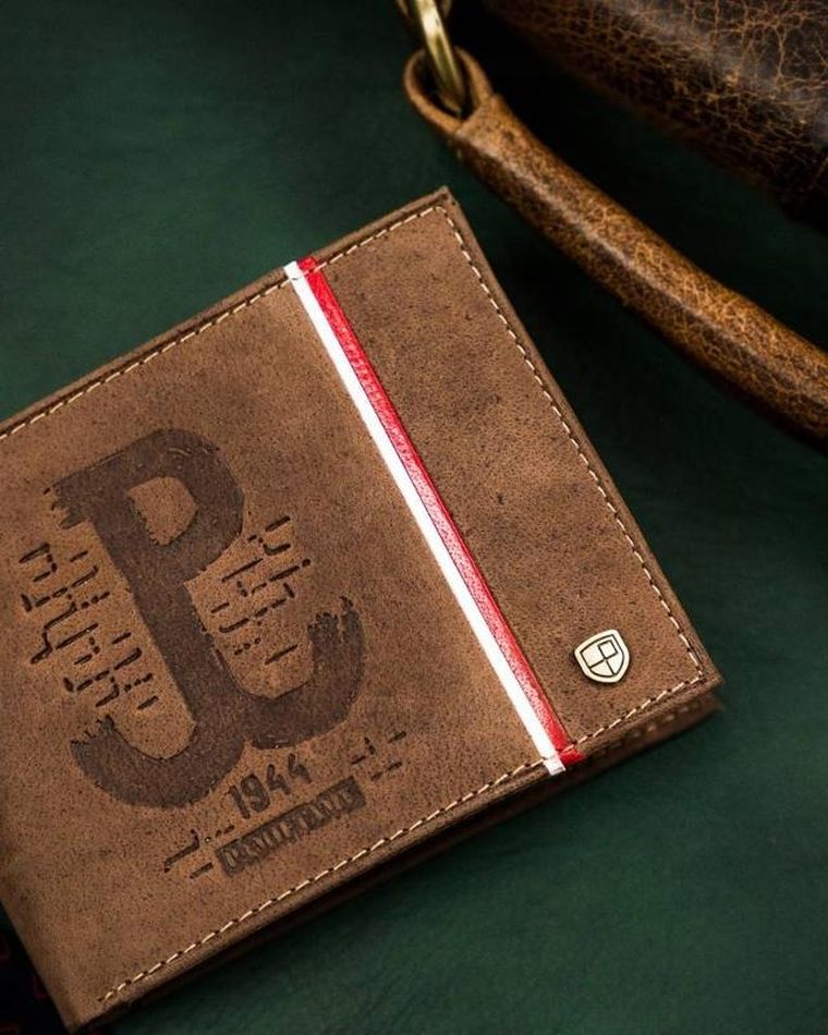 Portfel, brązowy, skórzany, Peterson