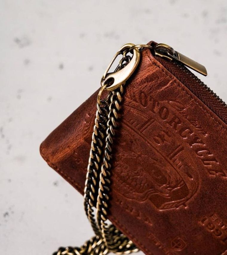 Portfel, brązowy, skórzany, Peterson